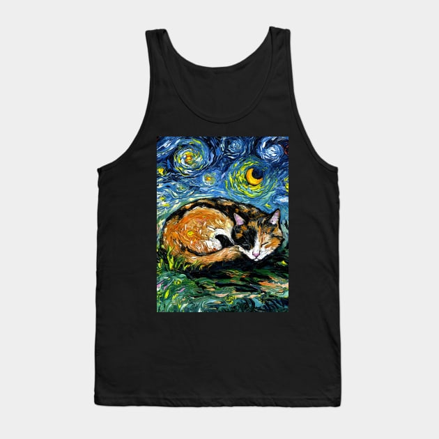 Sleepy Calico Night Tank Top by sagittariusgallery